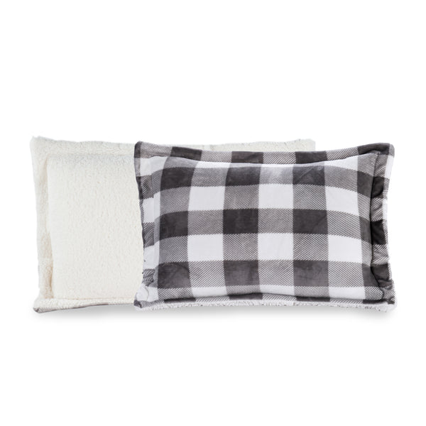 Elegant Comfort Elegant Comfort 3-Piece Buffalo Micro-Suede Reversible Sherpa - Lodge-Plaid Pattern Comforter Set 3-Piece