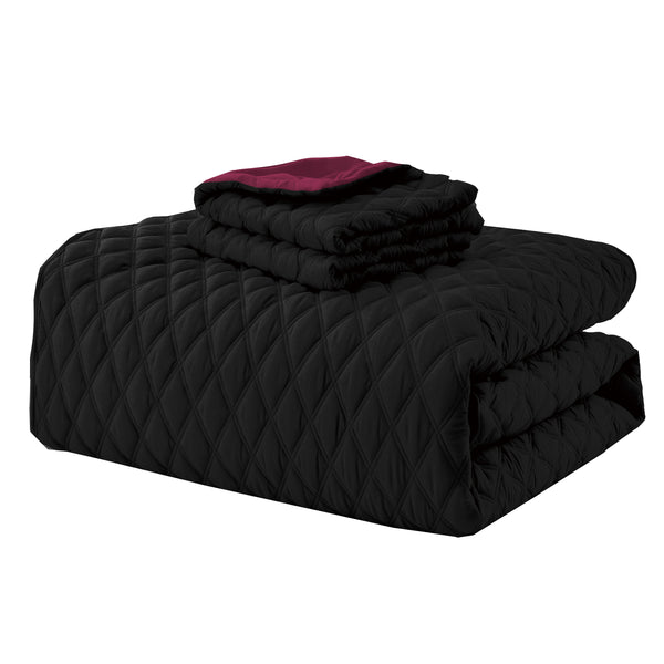 Elegant Comfort Elegant Comfort 3-Piece Diamond Quilted Reversible Bedspread Coverlet Set 3-Piece