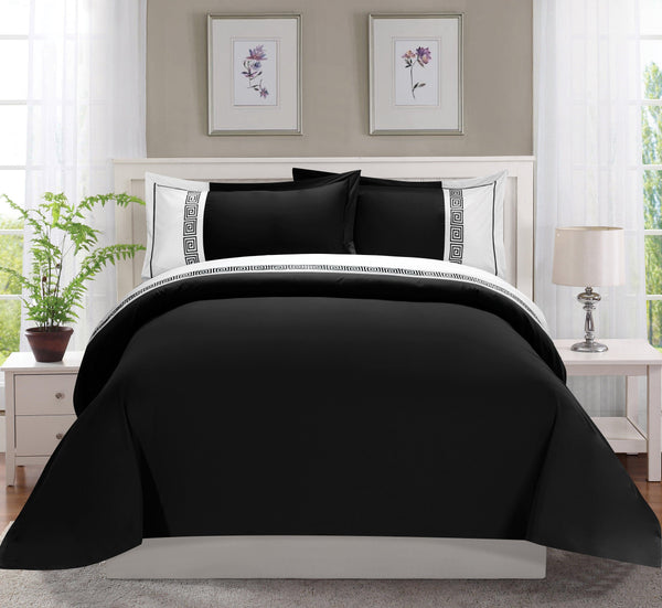 elegant comfort Elegant Comfort 3-Piece Greek Embroidered Duvet Cover Set 3-Piece