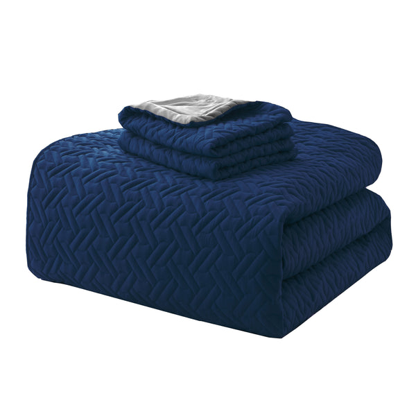 Elegant Comfort Elegant Comfort 3-Piece Majestic Quilted Reversible Bedspread Coverlet Set 3-Piece