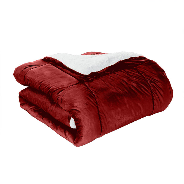 Elegant Comfort Elegant Comfort 3-Piece Micro-Suede Reversible Sherpa - Solid Color Design Comforter Set 3-Piece