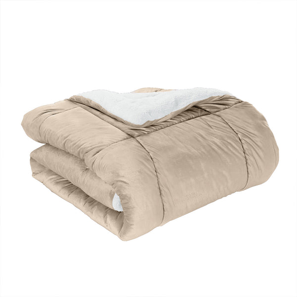 Elegant Comfort Elegant Comfort 3-Piece Micro-Suede Reversible Sherpa - Solid Color Design Comforter Set 3-Piece