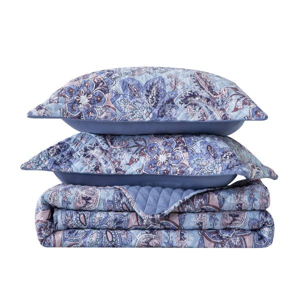 Elegant Comfort Elegant Comfort 3-Piece Paisley Quilted Reversible Bedspread Coverlet Set 3-Piece