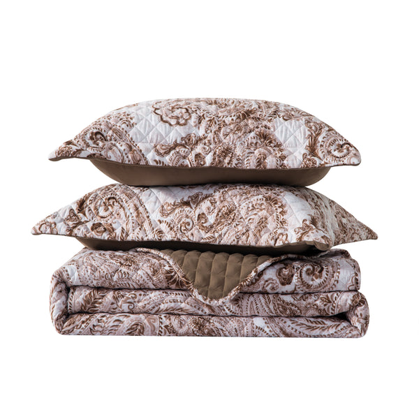 Elegant Comfort Elegant Comfort 3-Piece Paisley Quilted Reversible Bedspread Coverlet Set 3-Piece