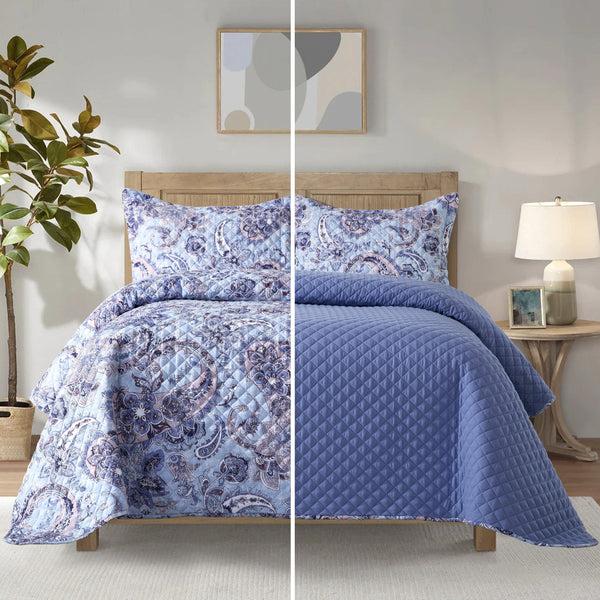 elegant comfort Elegant Comfort 3-Piece Paisley Quilted Reversible Bedspread Coverlet Set 3-Piece