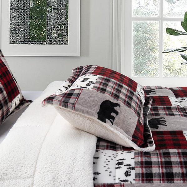 Elegant Comfort Elegant Comfort 3-Piece Patch Micro-Suede Reversible Sherpa - Comforter Set 3-Piece