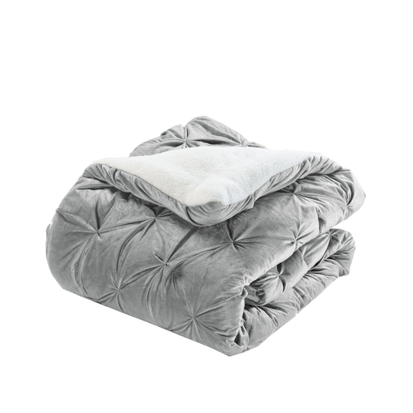 Elegant Comfort Elegant Comfort 3-Piece Pinch Pleated Micro-Suede Reversible Sherpa - Comforter Set 3-Piece