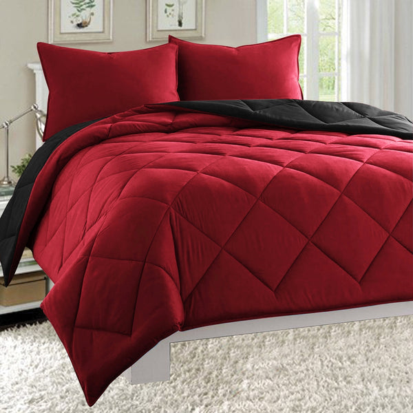 Elegant Comfort Elegant Comfort 3-Piece Reversible Diamond Stitched Comforter & Shams 3-Piece