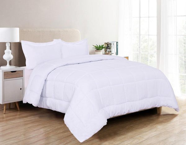 elegant comfort Elegant Comfort 3-Piece Solid Box Stitched Comforter & Shams - Double-Filled Comforter 3-Piece