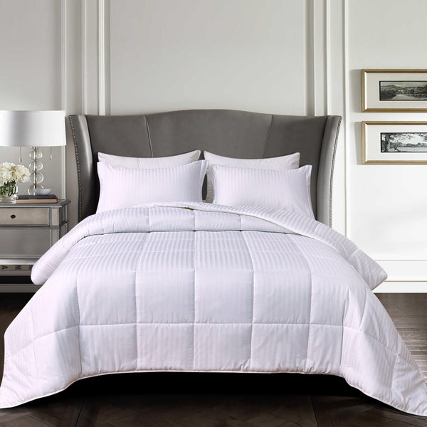 elegant comfort Elegant Comfort 3-Piece Stripe Cotton Box Stitched Comforter Set-Cotton Duvet Insert with 4 Corner Tabs 3-Piece