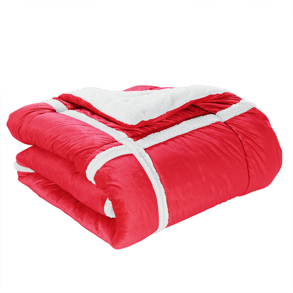 Elegant Comfort Elegant Comfort 3-Piece Stripe Micro-Suede Reversible Sherpa - Comforter Set 3-Piece