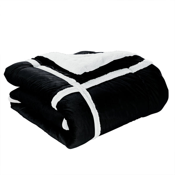 Elegant Comfort Elegant Comfort 3-Piece Stripe Micro-Suede Reversible Sherpa - Comforter Set 3-Piece