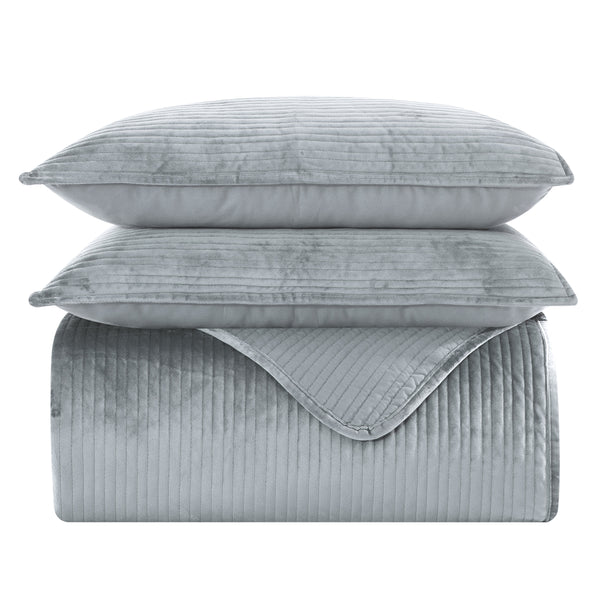 Elegant Comfort Elegant Comfort 3-Piece Velvet Corduroy Stripe Quilted Bedspread Coverlet Set 3-Piece
