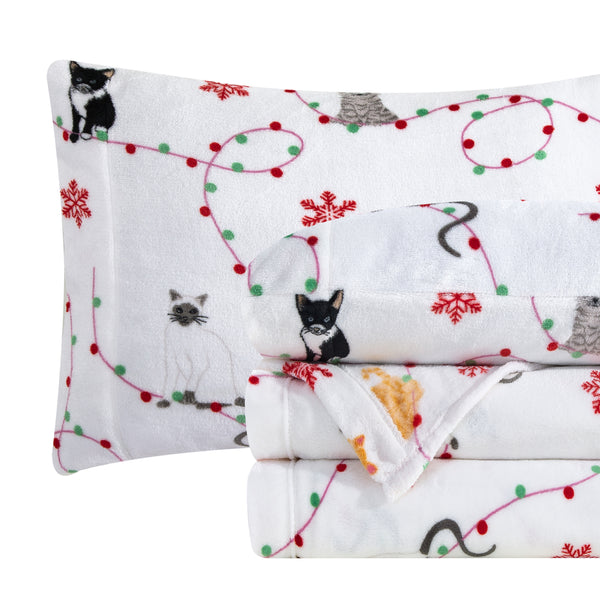 Elegant Comfort Elegant Comfort 4-Piece Holiday Christmas Velvet Plush Flannel Sheet Set 4-Piece