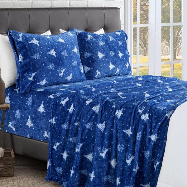 Elegant Comfort Elegant Comfort 4-Piece Holiday Christmas Velvet Plush Flannel Sheet Set 4-Piece
