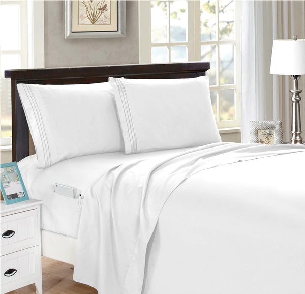 elegant comfort Elegant Comfort 4 Piece Smart Pocket Sheet Set - Features Double Sided Storage Pockets on Fitted Sheet 4-Piece