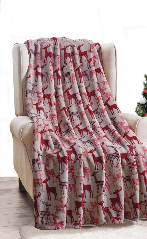 Elegant Comfort Elegant Comfort 50" X 60" Holiday Velvet Plush Blanket Throw - 50 X 60 Inches