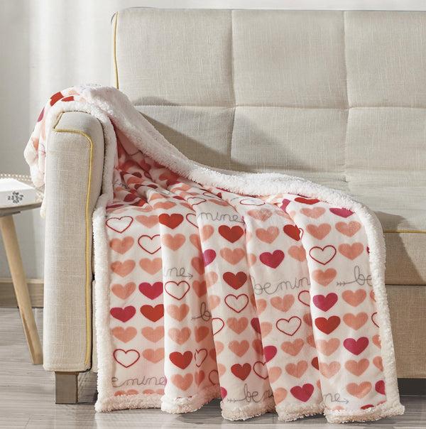 elegant comfort Elegant Comfort 50" x 60" Valentine Inspired Sherpa Back Throw Throw