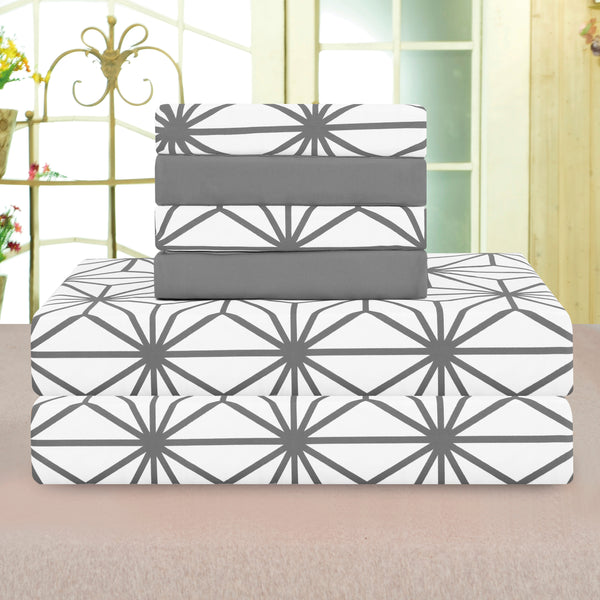 Elegant Comfort Elegant Comfort 6-Piece Cube Bed Sheet Set - Geometric Pattern - Soft As A Hotel Premium Quality 6-Piece
