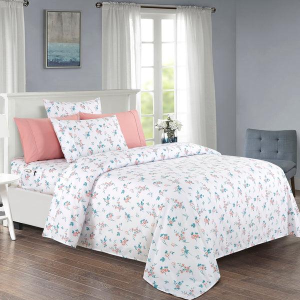 Elegant Comfort Elegant Comfort 6-Piece Floral And Stripe Pattern Sheet Set - Soft As A Hotel Premium Quality Bedding 6-Piece