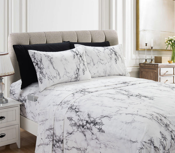 elegant comfort Elegant Comfort 6-Piece Marble Printed Pattern - Soft as a Hotel Premium Quality 6-Piece
