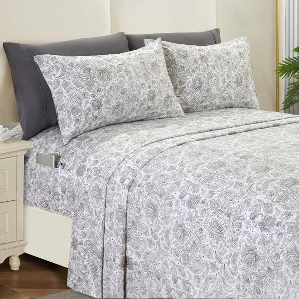 elegant comfort Elegant Comfort 6-Piece Paisley Printed Pattern - Soft as a Hotel Premium Quality Sheet Set 6-Piece