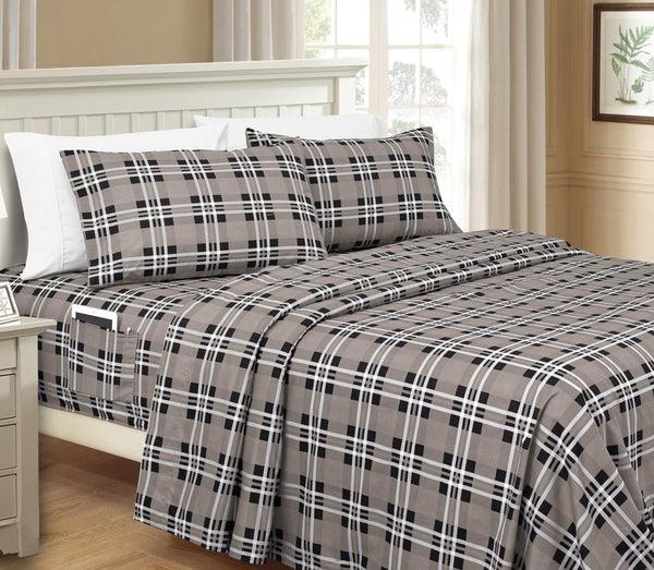 elegant comfort Elegant Comfort 6-Piece Plaid Pattern Bed Sheet Set - Soft as a Hotel Premium Quality 6-Piece