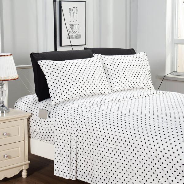 Elegant Comfort Elegant Comfort 6-Piece Polka Dot Printed Sheet Set - Soft As A Hotel Premium Quality 6-Piece