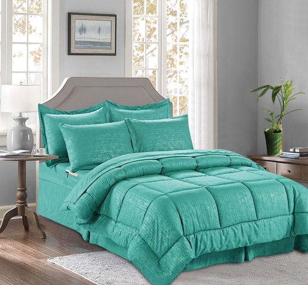Elegant Comfort Elegant Comfort 8-Piece Bamboo Floral Pattern Comforter Set- Includes 4-Piece Sheet Set With Double Sided Storage Pockets 8-Piece