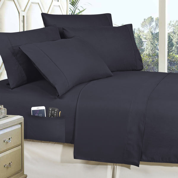 Elegant Comfort Elegant Comfort 8-Piece Lodge Plaid And Patch Reversible Comforter Set - Includes 4-Piece Sheet Set With Double Sided Storage Pockets 8-Piece