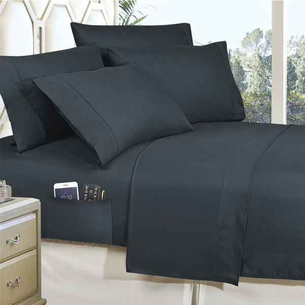 Elegant Comfort Elegant Comfort 8-Piece Lodge Plaid And Patch Reversible Comforter Set - Includes 4-Piece Sheet Set With Double Sided Storage Pockets 8-Piece