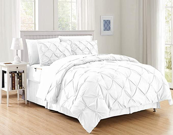 elegant comfort Elegant Comfort 8-Piece Pintuck Pinch Pleated Comforter Set - Includes 4-Piece Sheet Set with Double Sided Storage Pockets 8-Piece