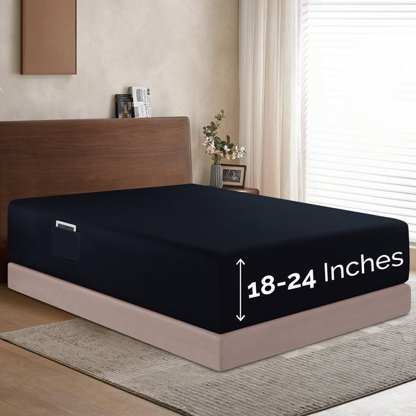 elegant comfort Elegant Comfort Extra Deep Pocket 18"-24" Single Fitted Sheet for High Mattress Moody Shades elegant comfort Elegant Comfort Extra Deep Pocket 18"-24" Single Fitted Sheet for High Mattress Moody Shades