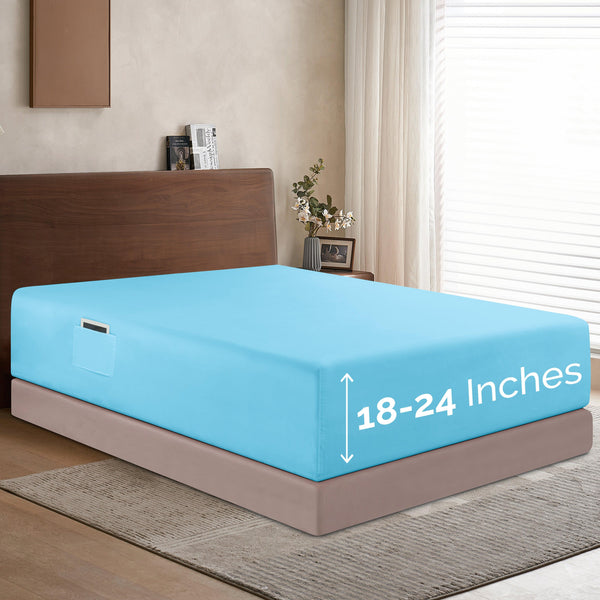 elegant comfort Elegant Comfort Extra Deep Pocket 18"-24" Single Fitted Sheet for High Mattress Bright Shades elegant comfort Elegant Comfort Extra Deep Pocket 18"-24" Single Fitted Sheet for High Mattress Bright Shades
