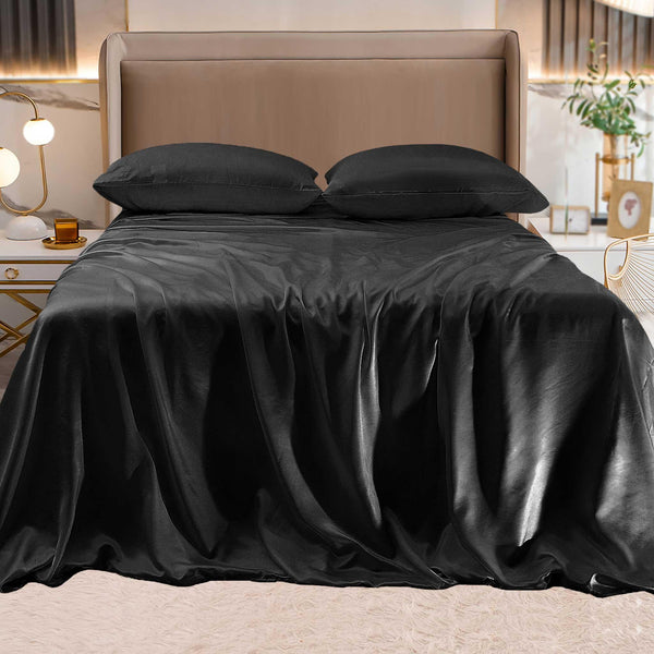 elegant comfort Elegant Comfort Fine 4-Piece Silky Satin Sheet Set Moody Shades 4-Piece