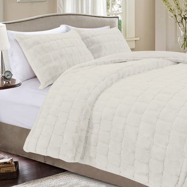 Elegant Comfort Elegant Comfort Fluffy 3-Piece Faux Rabbit Fur Comforter Set 3-Piece
