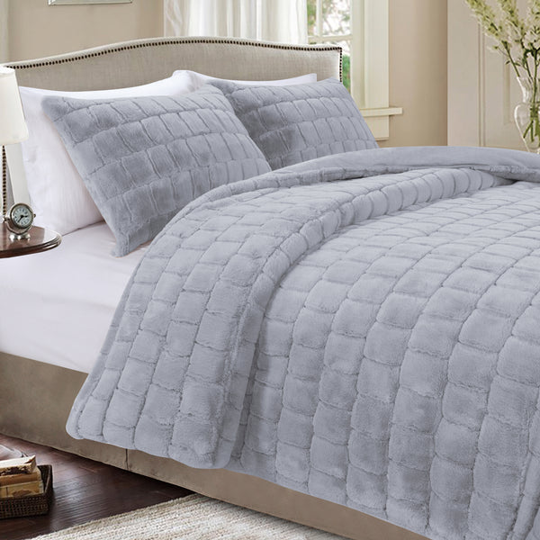 Elegant Comfort Elegant Comfort Fluffy 3-Piece Faux Rabbit Fur Comforter Set 3-Piece