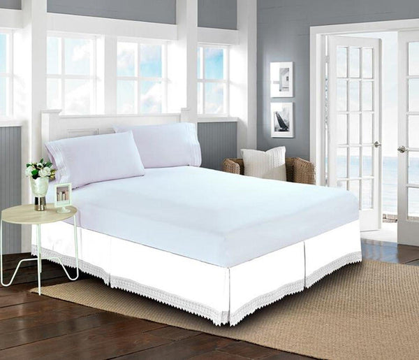 elegant comfort Elegant Comfort Lace Fringe Bed Skirt - 15 inch Drop - Elevate your Bed