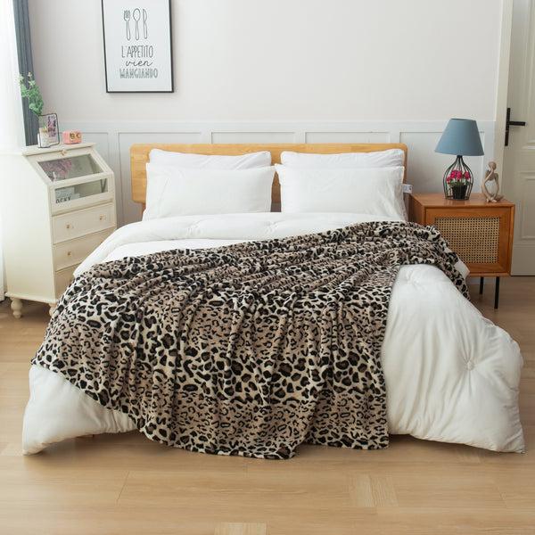 Elegant Comfort Elegant Comfort Leopard Printed Velour Fleece Blanket Animal Print Design - Velvety Feel Blanket