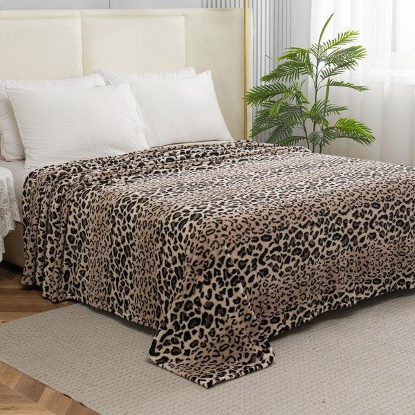 elegant comfort Elegant Comfort Leopard Printed Velour Fleece Blanket Animal Print Design - Velvety Feel Blanket
