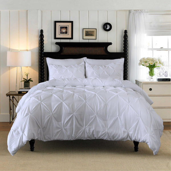 elegant comfort Elegant Comfort Pinch Pleated Pintuck Pattern 3-Piece Duvet Cover Set - Features Corner Ties 3-Piece