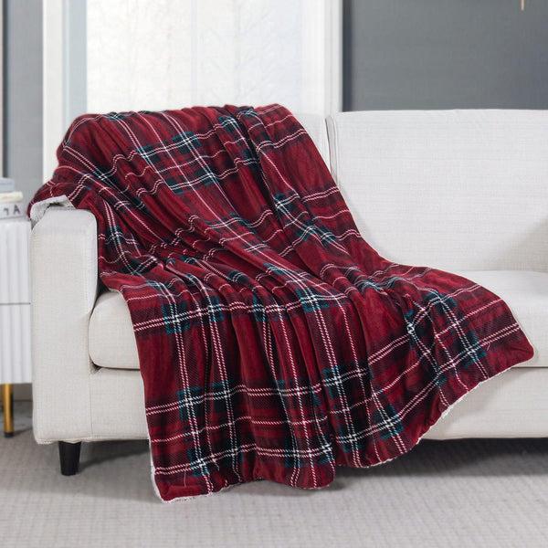 elegant comfort Elegant Comfort Plaid Sherpa Throw 50" x 60" Flannel Fleece Sherpa Back Plaid Pattern Throw Blankets elegant comfort Elegant Comfort Plaid Sherpa Throw 50" x 60" Flannel Fleece Sherpa Back Plaid Pattern Throw Blankets