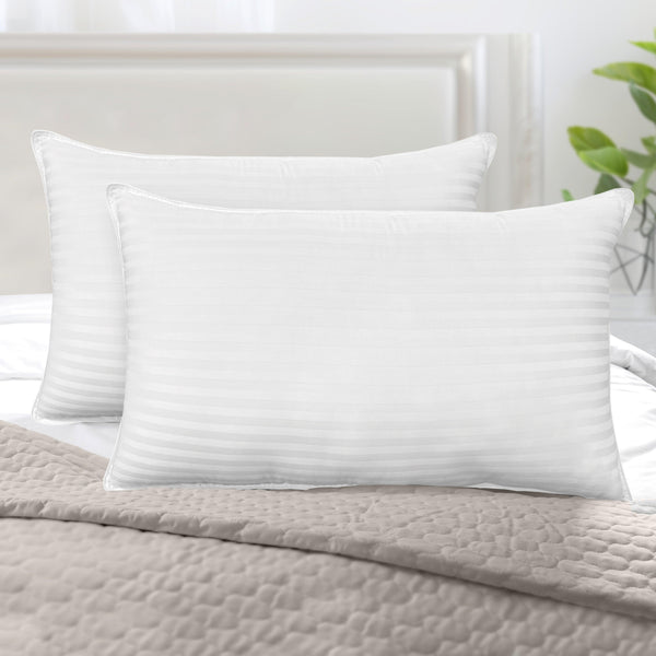 elegant comfort Elegant Comfort Retreat Stripe Cotton Shell Hotel Pillows Gel-Infused Filling - Set of 2