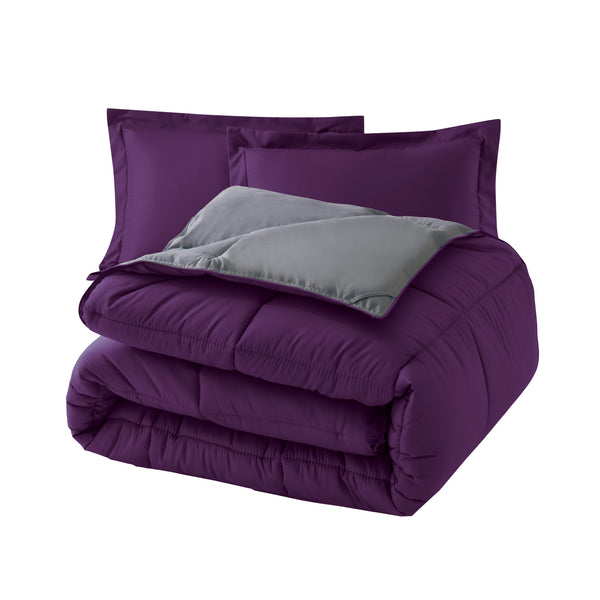 Elegant Comfort Elegant Comfort Reversible 3-Piece Box Stitched Comforter & Shams - Duvet Insert With 4 Corner Tabs 3-Piece