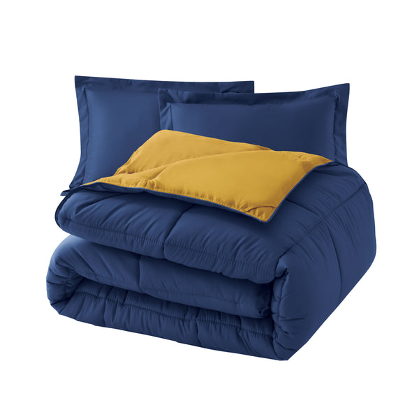 Elegant Comfort Elegant Comfort Reversible 3-Piece Box Stitched Comforter & Shams - Duvet Insert With 4 Corner Tabs 3-Piece