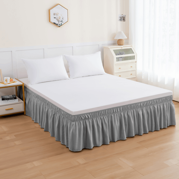 elegant comfort Elegant Comfort Ruffle Bed Skirt - Around Style Elastic Bed Wrap - 16 inch Drop