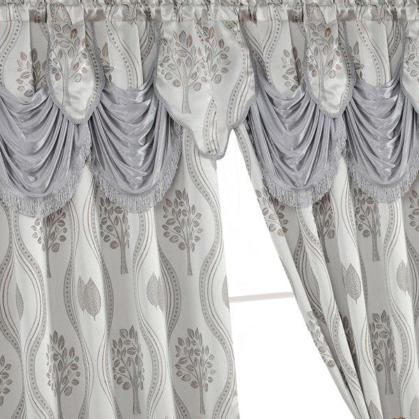 Elegant Comfort Elegant Comfort Set Of 2 Aurora Curtain Panels- Attached Valance - Rod Pocket- 54" W X 84" L