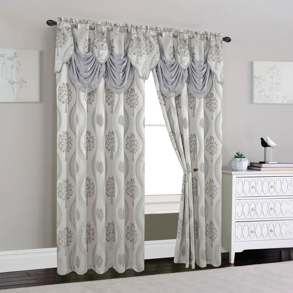 Elegant Comfort Elegant Comfort Set Of 2 Aurora Curtain Panels- Attached Valance - Rod Pocket- 54" W X 84" L