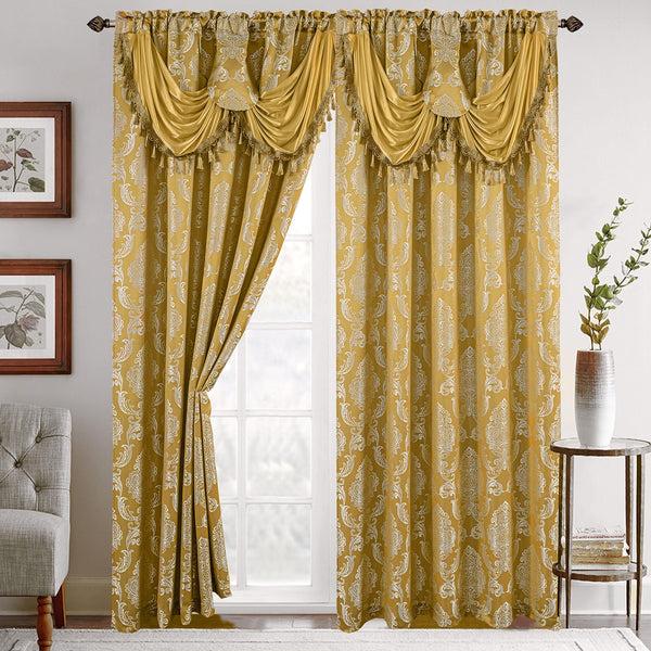 elegant comfort Elegant Comfort Set of 2 Deyia Jacquard Look Curtain Panels - 54" W x 84" L