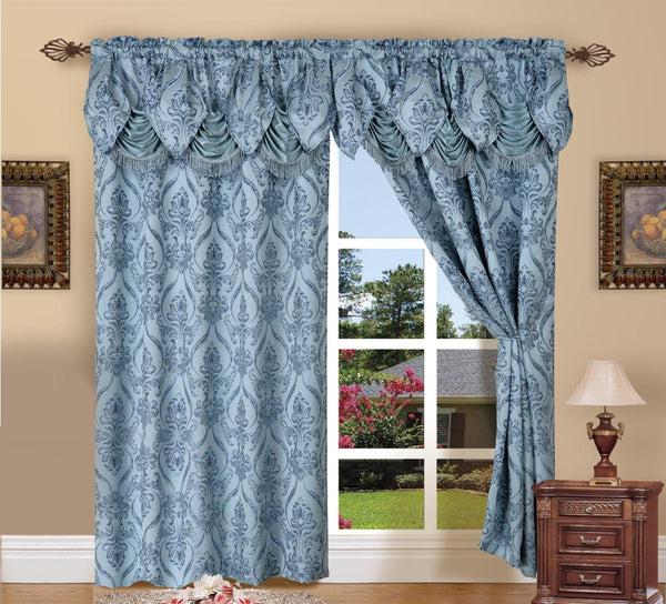 elegant comfort Elegant Comfort Set of 2 Penelope Jacquard Look Curtain Panels - 54" W x 84" L